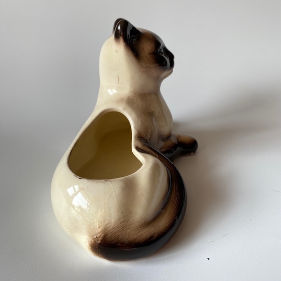 Vintage CERAMIC SIAMESE CAT Figural Indoor Planter - Picture 6 of 9
